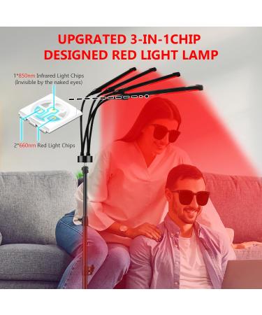 Red Light Lamp 180LEDs Red Light Lamp with Stand 660nm Red Light & 850nm Near Infrared Light with Timer for Body at Home - Buy Online on SooperMarket.com