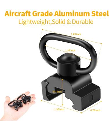 LONSEL 360 Rotation Picatinny Sling Swivel Mounts 2 Pack - Black | 1.25 Push Button QD | 2 Point & Traditional Sling Rail Mount - Buy Online on SooperMarket.com