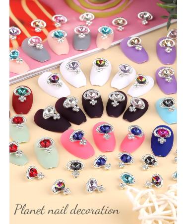 60Pcs Saturn Planet Nail Charms: 3D Glitters Rhinestones for DIY Nail Art - 12 Colors - Buy Online on SooperMarket.com