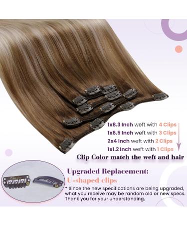 LAAVOO Ombre Balayage Clip-In Hair Extensions 40cm Real Hair Light Brown to Dark Ash Blonde & Platinum Blonde 70g/5pcs Remy Quality - Buy Online on SooperMarket.com