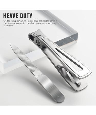 FERYES Stainless Steel Nail Clippers for Thick Nails - Wide Jaw Toenail Cutter with Metal File for Seniors, Men & Women - Gray - Buy Online on SooperMarket.com