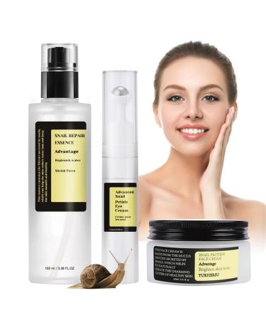 Snail mucin essence 3pcs snail mucin skincare sets skin care Set-Snail serum face moisturizer eye cream high firming & enhance skin elasticity collagen face serum