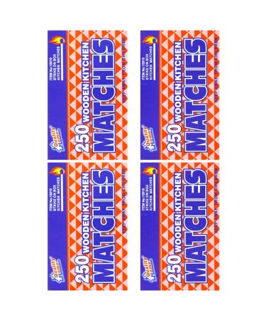 OCD BARGAIN, Wooden Kitchen Matches 250 with Strike On Box - for Candles, Kitchen, Camping, Out Door - 250 Per Pack (4) 250 Count (Pack of 4)