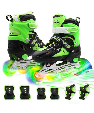 PETUOL Kids Adjustable Inline Skates, Safe Durable Roller with 8 Full Light Up Illuminating Wheels Beginner Skates Fun Roller Skates for Boys and Ladies Medium (Big kid 1-4US)