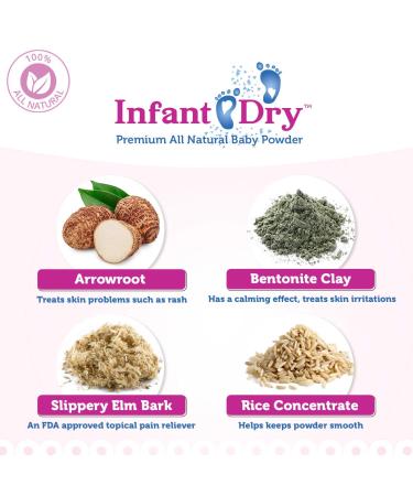 Infant Dry All Natural Baby Powder (7.5oz) | Gentle Formula Talc Free | All Natural and Unscented Dusting Powder for Sensitive Baby Skin - Buy Online on SooperMarket.com