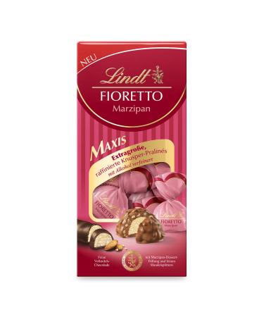 Lindt chocolate - Fioretto Maxis Marzipan |161g |Approx. 7 chocolates with marzipan dessert filling and almond chips enveloped by crispy crisp alcoholic |Praline gift |Chocolate gift Marzipan 161 G