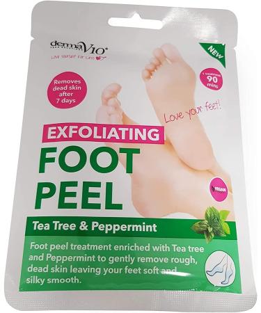 DermaV10 Exfoliating Foot Peel with Tea Tree and Peppermint - Smooth and Soft Feet Guaranteed - Buy Online on SooperMarket.com