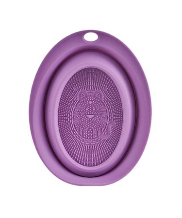 Youding Silicone Brush Cleaning Pad | Silicone Mat for Makeup Brush Washing | Portable Silicone Cleaning Bowl for Makeup Brushes and Eggs Cosmetic Make up Brush Cleaner for Girls Purple