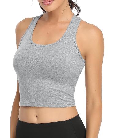 Women's Sports Crop Tank Tops 3-Pack - Racerback Workout Tanks for Running Yoga Gym - Black White Grey - Medium Size - Buy Online on SooperMarket.com