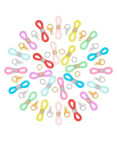 GORGECRAFT 130Pcs 8 Colors Glasses Chain Ends Colorful Adjustable Eyeglass Chain Strap Necklace Loop Holder Anti-Slip Rubber Connectors Loop Safety Retainer with Lobster Clasp for Sunglasses