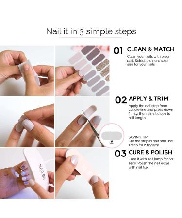 NAILOG Halloween Semi Cured Nail Strips - 20 Extra Long Gel Strips - Buy 3 Get 1 Free UV Lamp - Glossy, Long Lasting Nail Polish Stickers with Soft Gel Finish - Black Heart Design - Buy Online on SooperMarket.com