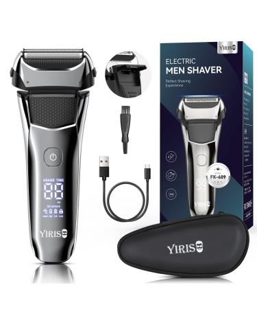 Electric Shaver Electric Razor Foil Shaver for Men Shaving Rechargeable Razors with Beard Trimmer for Face Dry/Wet Shaving with LED Display Travel Lock USB-C Charging Cable