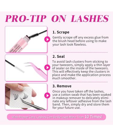 DIY Eyelash Clusters Extensions Kit - Individual False Lashes with Bond & Seal Comfortable & Soft At Home Applicator - 280pc D030 & D040 - Buy Online on SooperMarket.com