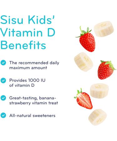 Sisu Kids Vitamin D 1000 IU 90 Chewable Tablets - Chewable Vitamin D Supplement for Kids - Bone & Teeth Health Support - Non-GMO Gluten & Dairy Free - 90 Servings - Buy Online on SooperMarket.com