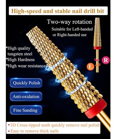 Buy Super Long 5 in 1 Nail Drill Bit - Fine F Two-way Rotation Carbide Tungsten Bits for 3/32 Nail Drill | Professional Acrylic Nail Polishing Tool | International Shipping Available - Buy Online on SooperMarket.com