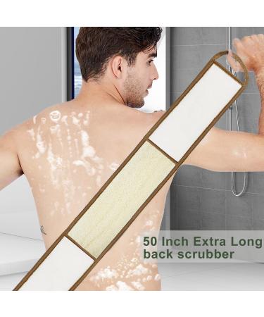 50 Inch Extra Long Loofah Back Scrubber | Exfoliating Natural Loofah Pads for Deep Clean & Rejuvenation | Ideal for Men & Women | Adhesive Hook Included - Buy Online on SooperMarket.com