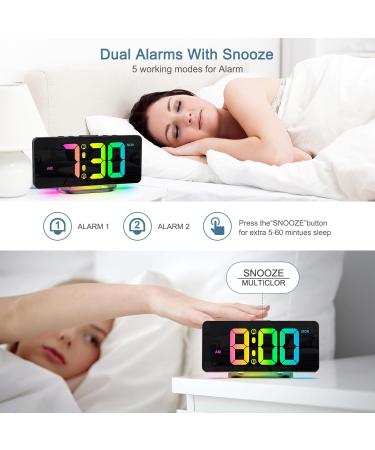 Ankilo Digital Alarm Clock for Deep Sleepers | RGB Color Changing Night Light & Charging Station | Bright LED Bedside Clock for Kids & Adults - Buy Online on SooperMarket.com