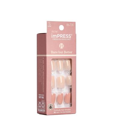 KISS imPRESS No Glue Mani Press On Nails - Nude Short Squoval Shape 30 Nails + Accessories | Buy Online Internationally - Buy Online on SooperMarket.com