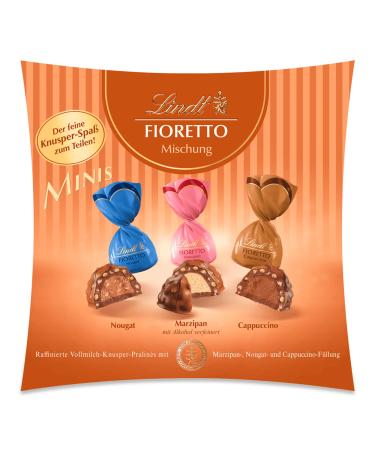 Lindt chocolate - Fioretto Minis Sharing Box |230 G |Approx. 20 full milk chocolates in the varieties of marzipan cappuccino and nougat alcoholic |Praline gift |Chocolate gift mixture 230 g