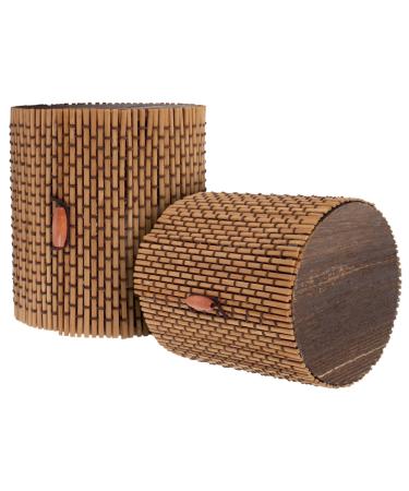 BambooMN Granulated Bamboo Charcoal Odor Absorber Bag in Decorative 4" Brown Cylinder 2 Sets 2 Brown