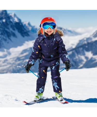 Kids 2-Piece Winter Puffer Jacket and Snow Bib Pants Set | Hooded Down Coat and Snow Pants Outfit | 3-4 Years | Blue - Buy Online on SooperMarket.com