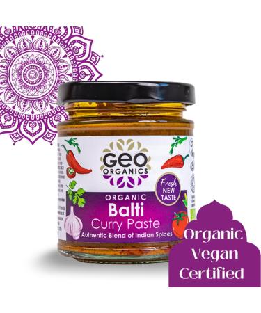 Geo Organics Balti Curry Paste | Organic Curry Paste | 180G | Serves 4 | Vegan Friendly | Authentic Restaurant Recipe Base Pack of 1 Balti Curry Paste 180g (Pack of 1) - Buy Online on SooperMarket.com