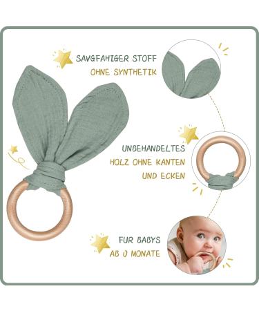 Laferka Baby Gift Set for Boys & Girls - Newborn 100% Cotton Cuddling Cloth Bibs Bite Ring & Wooden Shield - Perfect Birth Gift - Buy Online on SooperMarket.com