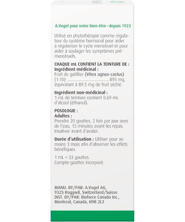 A.Vogel PMS Vitex Chasteberry | Premenstrual Symptoms Relief Supplement for Women | Hormone Balance | Mood Swings Cravings Breast pain Period Cramp Relief Water Retention | Vegan | 50ml - Buy Online on SooperMarket.com