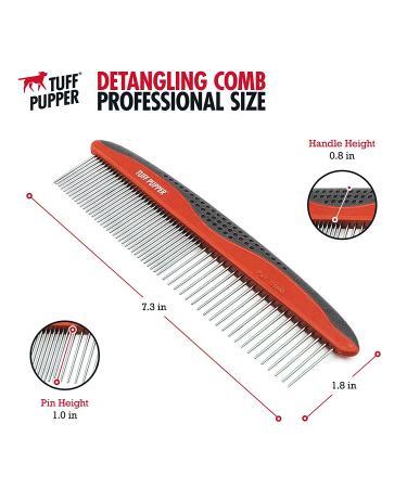 Tuff Pupper Dog Grooming Comb - Remove Dead, Matted Hair Safely| Ergonomic Detangling Comb with No-Slip Handle| Gentle on Skin - Buy Online on SooperMarket.com