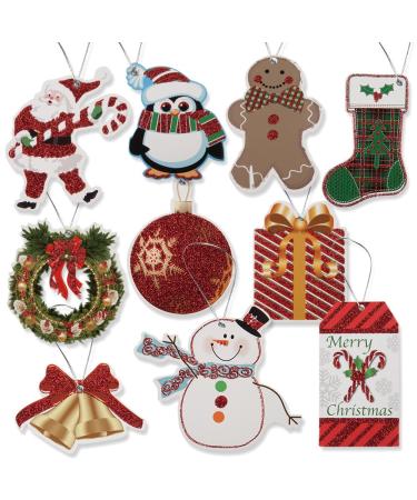 100 Large Gift Tags for Christmas with Ribbon Tie Strings 10 Glitter Foil Design Personalized Holiday Name Write On Write On Labels for Packages