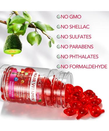 Hair Vitamin Serum Capsules - Moroccan Macadamia & Avocado Oils | Nourishing Hair Treatment No Rinse Conditioner - 60 Pcs - Buy Online on SooperMarket.com