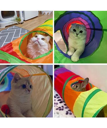 PAOPO 2-Way Collapsible Cat Tunnel Toy with Peek Hole and Ball - Interactive Cat Tube for Indoor Cats, Kittens, and Puppies - Perfect for Play and Chase - Buy Online on SooperMarket.com
