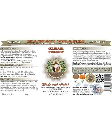 Clear Vision Veterinary Natural Alcohol-FREE Liquid Extract - 4 oz Pet Herbal Supplement - Buy Online on SooperMarket.com