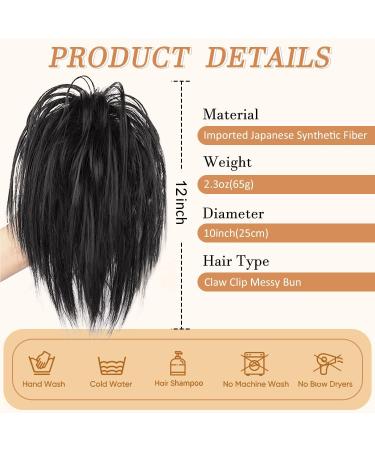 PORSMEER Claw Clip Ponytail Hair Extension - Short Black 10 inch Tousled Updo Bun for Women - Buy Online on SooperMarket.com