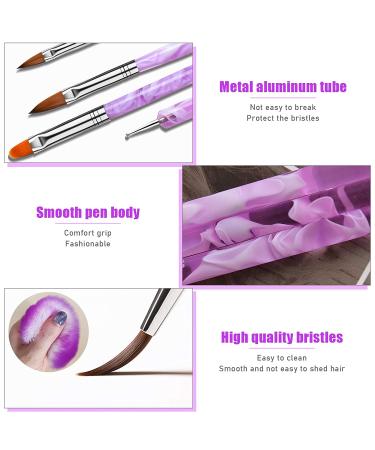 TOROKOM 19 Pcs Nail Art Brushes Set - Acrylic & UV Gel Polish Painting Brushes and Tools (Purple) - Buy Online on SooperMarket.com