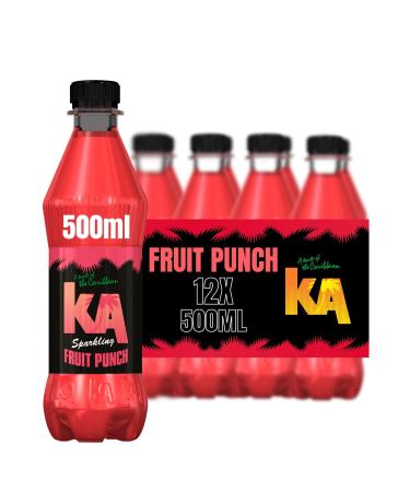 KA Caribbean Sparkling Fruit Punch Soda Flavoured Drink Authentic Jamaican Recipes - 12 x 500 ml Bottles Fruit Punch 500ml | 12 Bottles