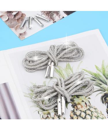 Rhinestone Shoe Laces Set with Metal Tips - 5.47 Yards Glitter Cords for DIY Hoodie, Pants, Hats (Silver) - Buy Online on SooperMarket.com