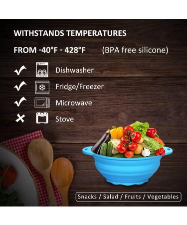 Jovilife Collapsible Silicone Salad Bowl 64oz - Durable Camping Bowl for Outdoor Hiking - Food-Grade Silicone Container for Storage and Mixing - 1 Pack (Blue) - Buy Online on SooperMarket.com
