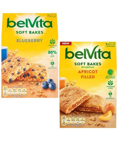 Breakfast Bar Bundle with Belvita Breakfast Soft Bakes Blueberry Bars 250g & Soft Bakes Apricot Filled Bars 250g (2 Pack)