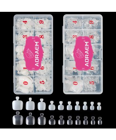 AORAEM False Toenails 1000PCS Clear and Natural Toe Nails for Acrylic Tips Full Cover Press on Toenails for Nail Art Design 10 Sizes with Box (Clear+Natural)