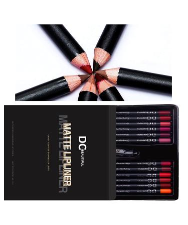 C-BEAUTIFUL 12Pcs Lip Liner Pencil Set - Waterproof, Non-marking Matt Velvet Lipstick Pen - Long Lasting Lipliner Set with Sharpener - Buy Online on SooperMarket.com