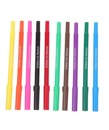 PLAFOPE 10pcs Baking Pen Marker Pen Fine Tip Edible Pen Food Coloring Marker Colored Gel Pens Plastic