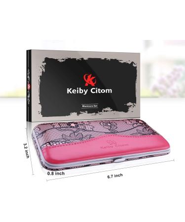 Professional Manicure Set - 12-Piece Stainless Steel Nail Clipper & Pedicure Kit | Travel Grooming Tools (Pink) - International Shipping Available - Buy Online on SooperMarket.com