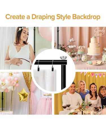 10x9.6ft Heavy Duty Background Support System | Curtain Style Backdrop Stand for Photography and Events | Sturdy Frame with Ring Holder Clips - LimoStudio AGG3003 - Buy Online on SooperMarket.com