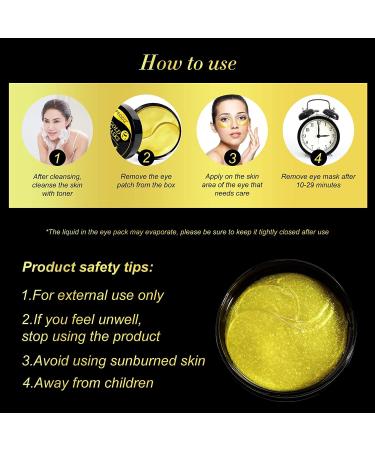 24K Gold Eye Masks - Collagen Under Eye Treatment Patches for Puffy Eyes, Dark Circles, Anti-Wrinkle - 30 Pairs - Buy Online on SooperMarket.com