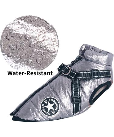 2 in 1 Dog Jacket with Harness for Small Dogs - Warm Outdoor Sports Vest Coat - XXL Silver - Buy Online on SooperMarket.com
