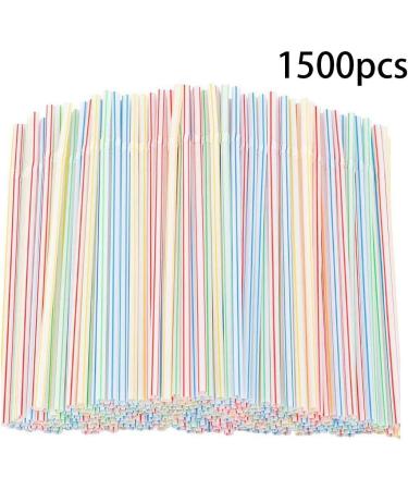 RETYLY 1500 Pcs Flexible Plastic Straws Striped Multi Colored Disposable Straw 8 inch Long - Buy Online on SooperMarket.com