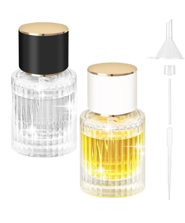 Ysimple 2Pcs 30ml Round Travel Perfume Glass Spray Bottle Refillable Perfume Atomiser Portable Clear Glass Empty Bottle Large Cosmetic Fine Mist Atomizer for Travel Perfume Replacement