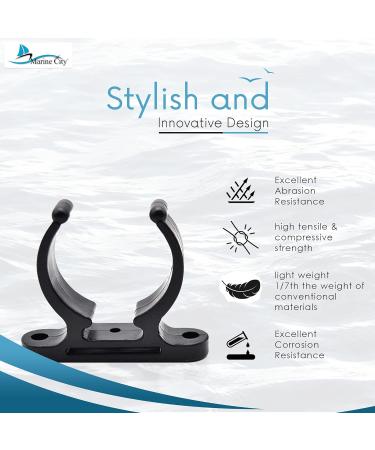 MARINE CITY Black Nylon Ladder Hooks - Pack of 2 | Easy Access Holder Bracket for Boats & Yachts | Light Weighted & Best Grip 1-1/2 Inches Pole Storage Clip - Buy Online on SooperMarket.com