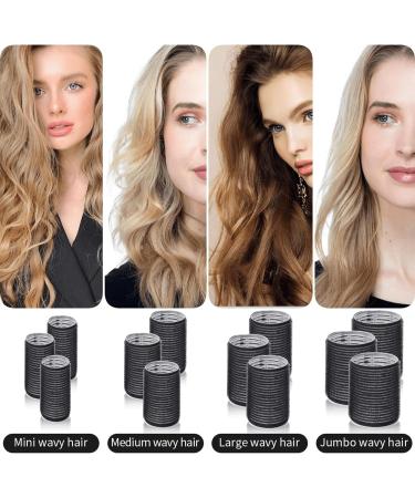 Mabufun Jumbo Hair Rollers Set Hair Rollers Self Grip Curlers For Long Hair No Heat Curlers Heatless Hair Rollers With Clips & Comb 24 Packs (Black 24Pcs) - Buy Online on SooperMarket.com